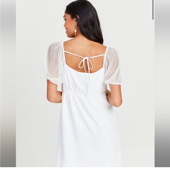 Altar’d State White Polka Dot Tulle Sleeve Tie Back Minidress - Picture 10 of 10